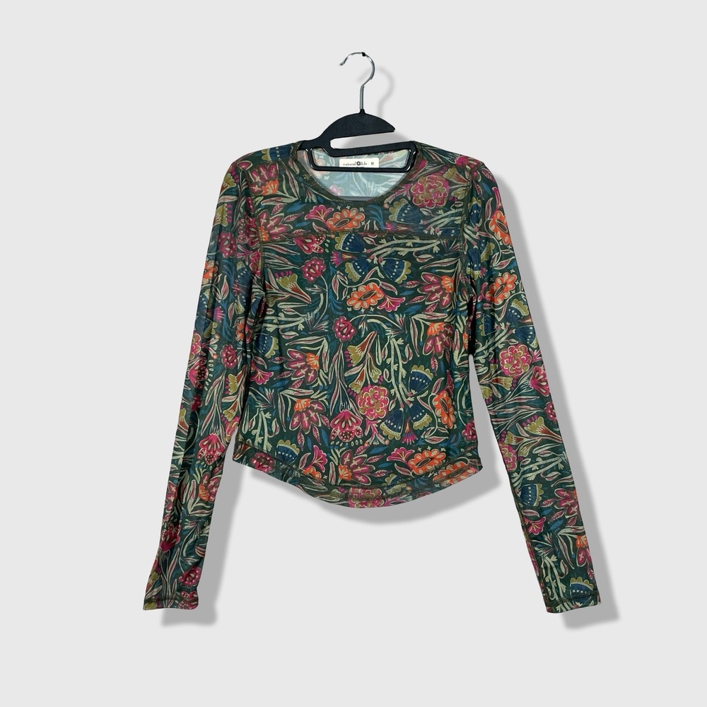 Natural Life Mesh Top Womens Medium Multi-Color Boho Cottagecore Whimsigoth